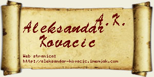 Aleksandar Kovačić vizit kartica